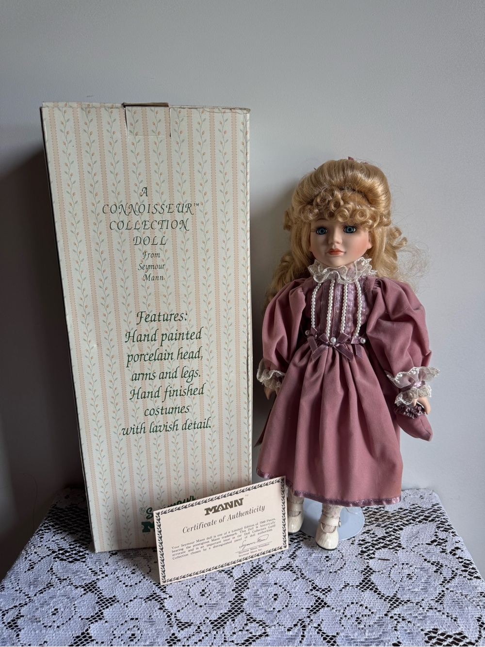 Vintage 1990s RARE Seymour Mann Connoisseur Collection Pink Kathy Porcelain Doll